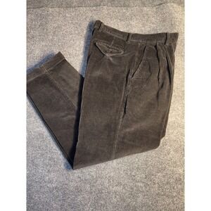 Structure Corduroy Pants Men 36x32 Black Pleated Classic Cuffed Hem Straight Leg